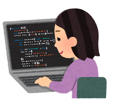 プログラミング中の女性